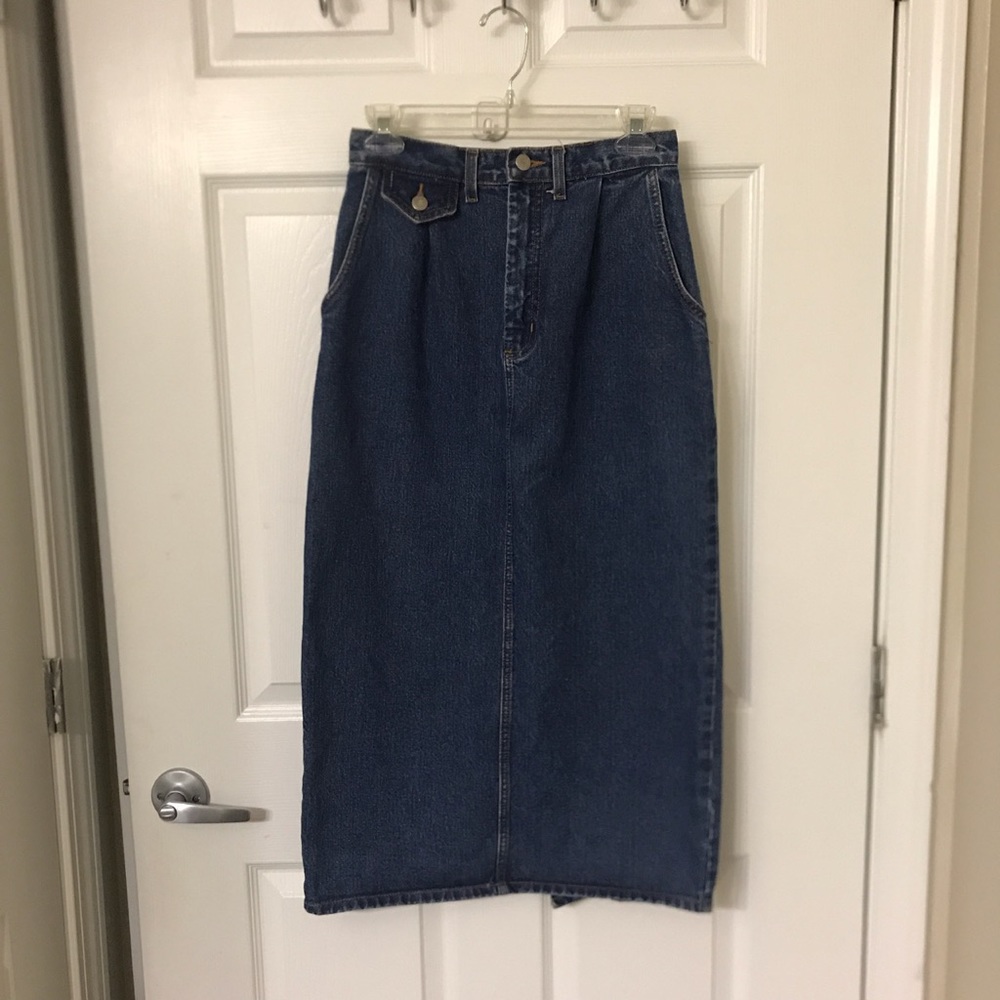 Vintage chic trendy long Jean skirt